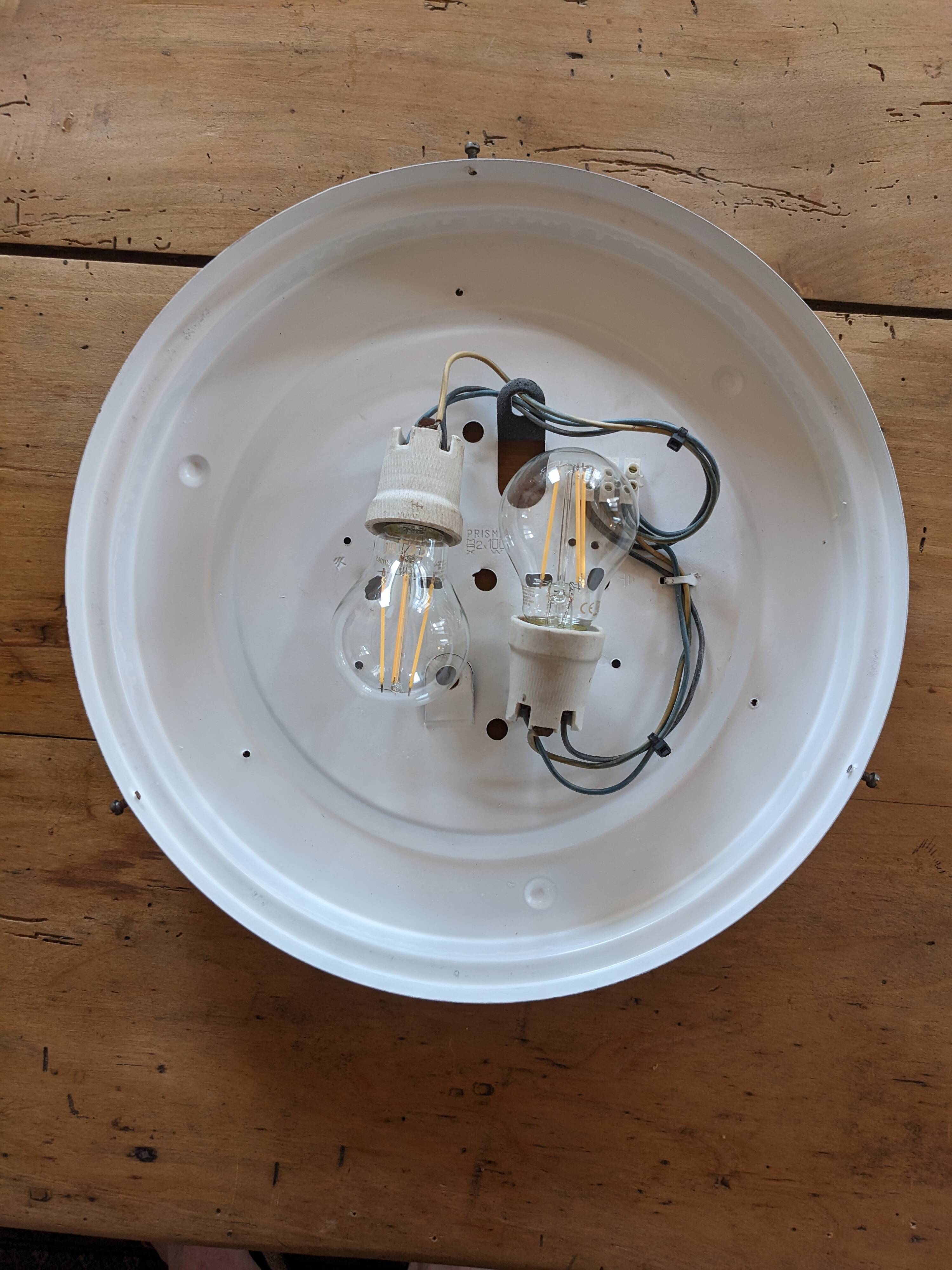 Large glass and metal wall lamp from the 50s - vintage Prisma design