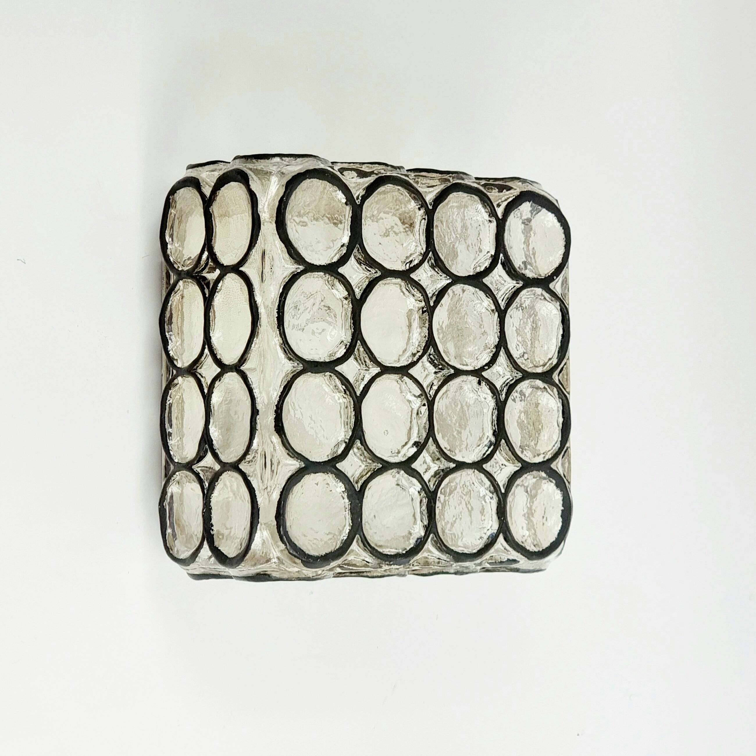 Mid-century glass chandelier or wall light by Limburg, Germany, 1960s.