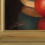 Still life with apples and ceramics by Dalens, 1921