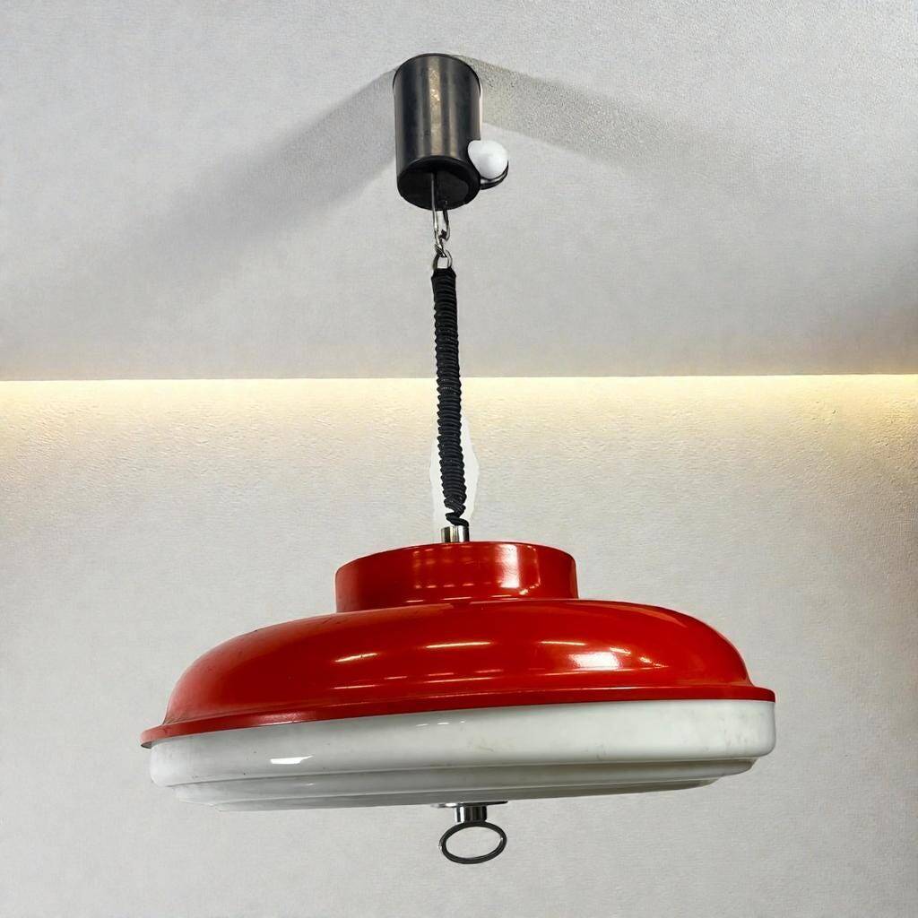 Vintage orange UFO lamp / chandelier / pendant light