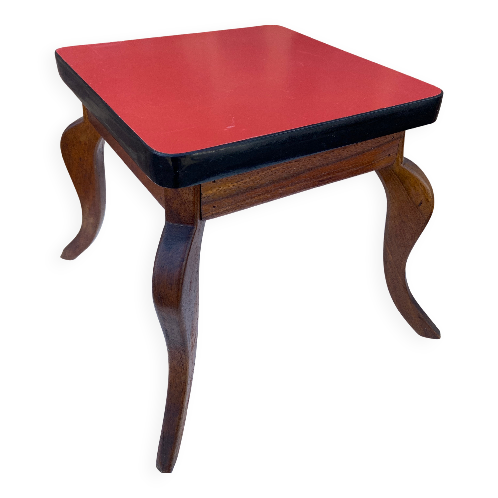 Formica pedestal table, small vintage Scandinavian coffee table, plant stand