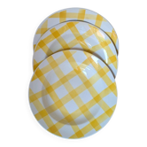 Set of 3 vintage yellow gingham pattern plates