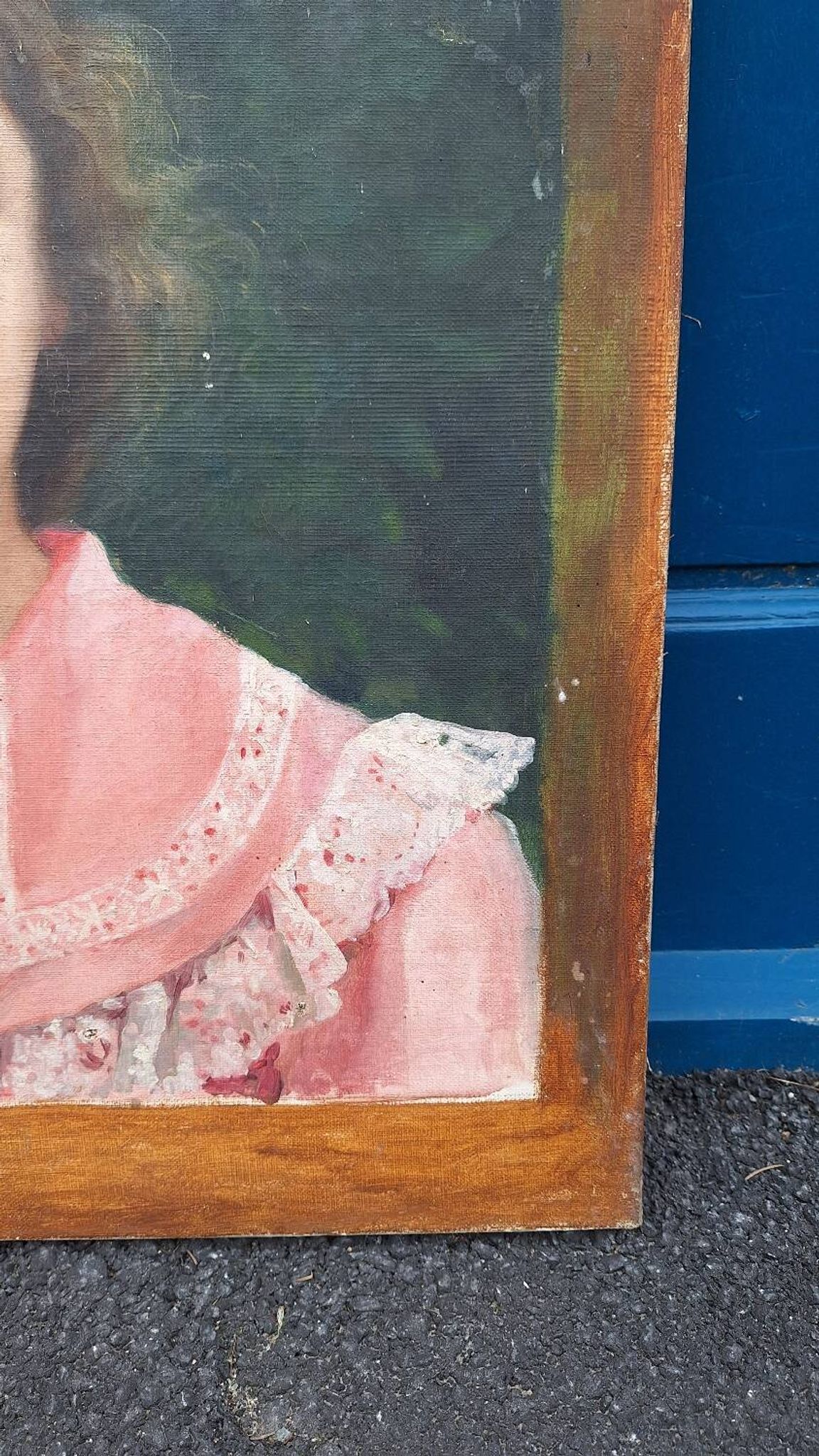 Portrait of a young bourgeois woman on canvas.