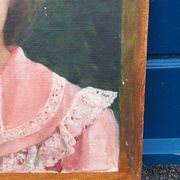 Portrait of a young bourgeois woman on canvas.