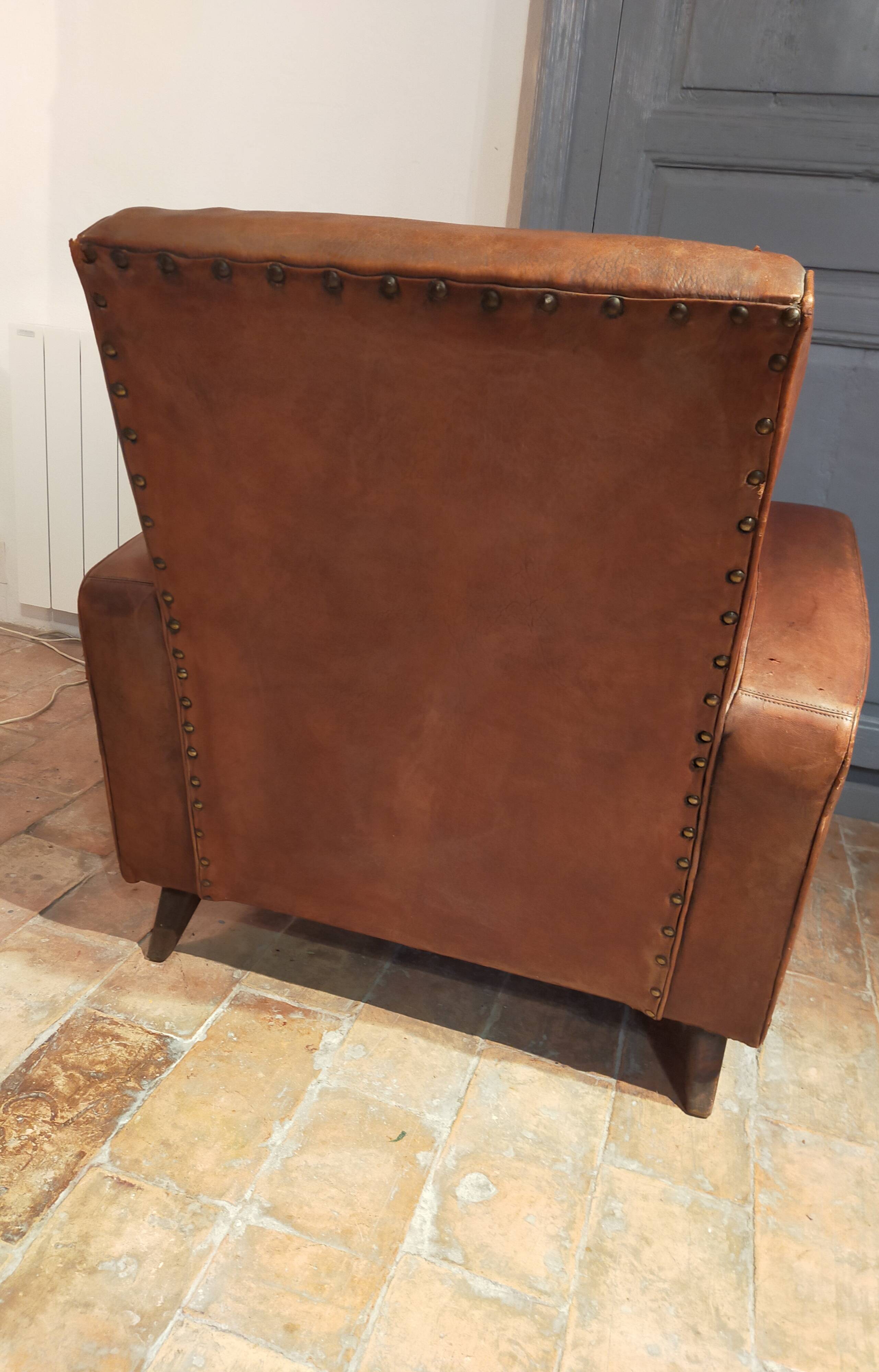 Paire de fauteuils cuir