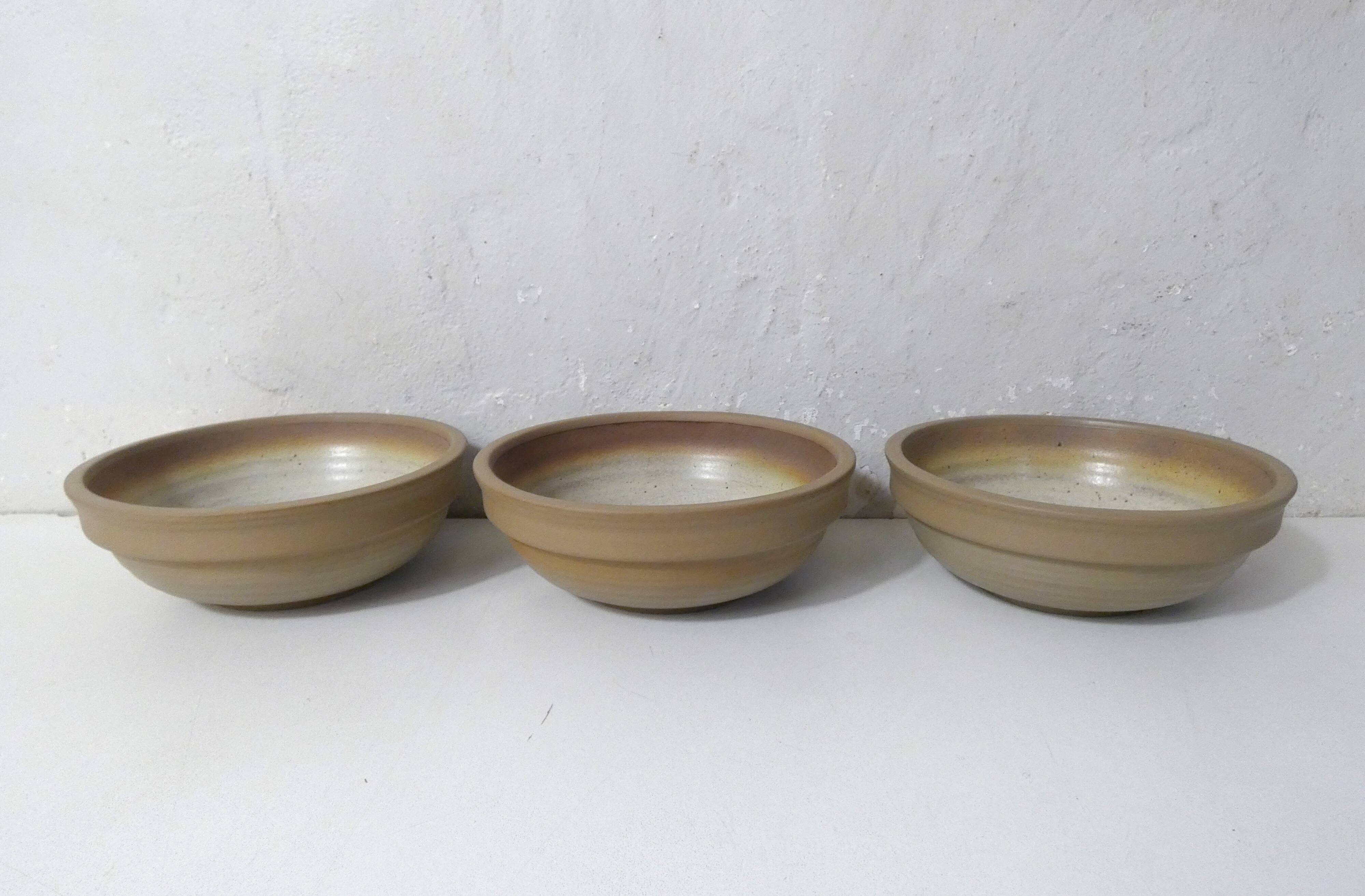 3 vintage stoneware bowls