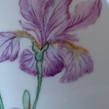 Médaillon Porcelaine Peint Main Fleur Iris.