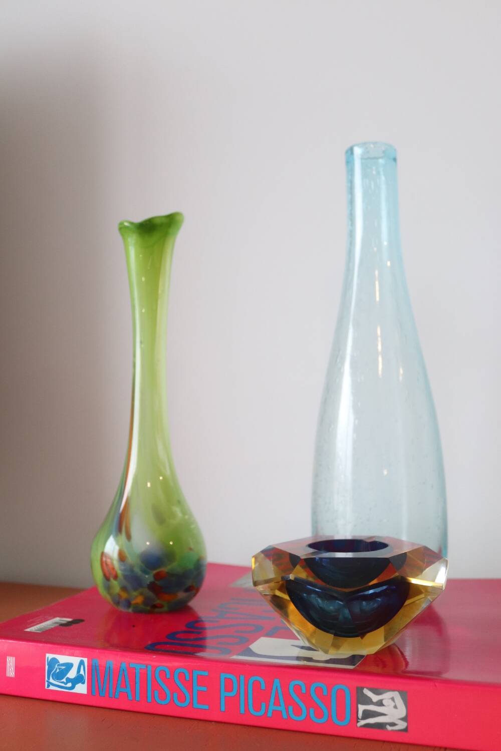 Vintage multicolor Murano arlecchino glass vase