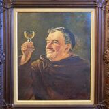 Aldo Giordani - Monk by the glass - Oil on framed canvas