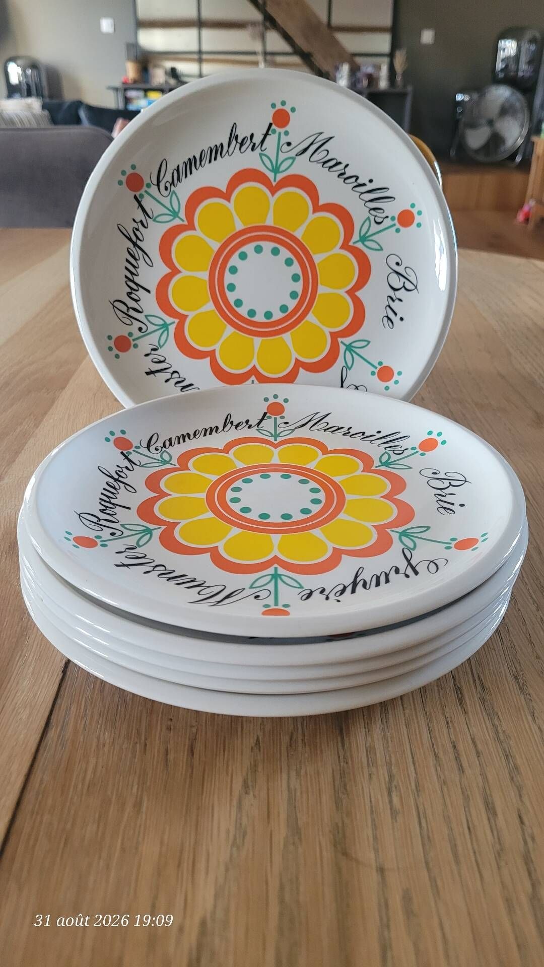 6 retro cheese plates