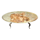 Table basse en onyx et laiton