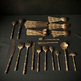 Couverts de table 12 personnes laiton bambou