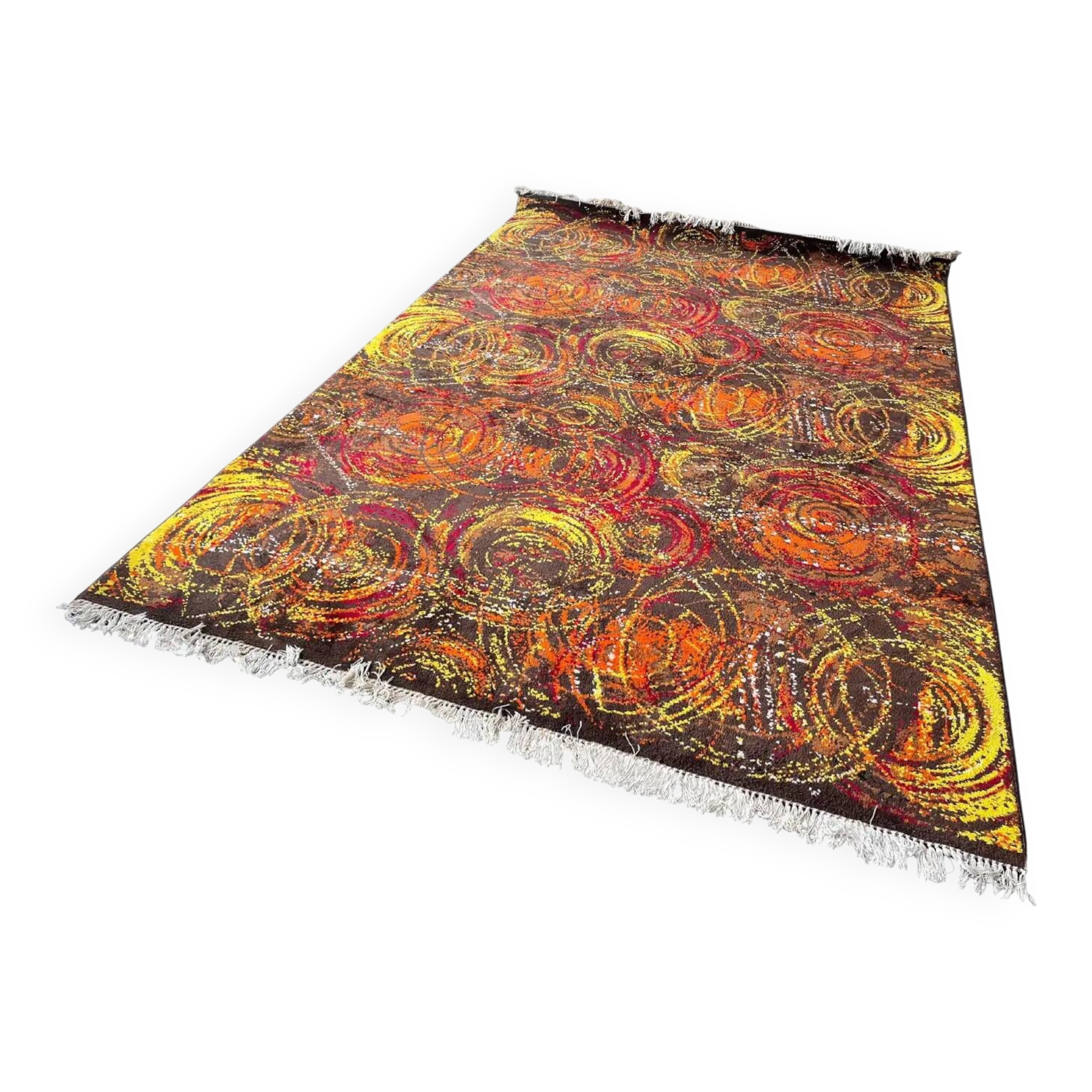 Extraordinary handmade art abstract design wool carpet in style of Kybal, 1960s