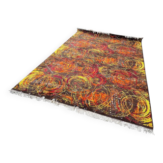 Extraordinary handmade art abstract design wool carpet in style of Kybal, 1960s