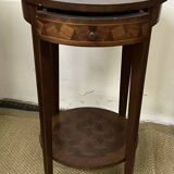 Round pedestal table / side table in wood marquetry