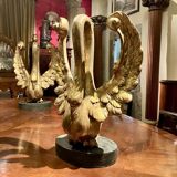 Ittalian Artist, Empire Period Decorative Swan Sculptures, 1800s, Giltwood, Set of 2