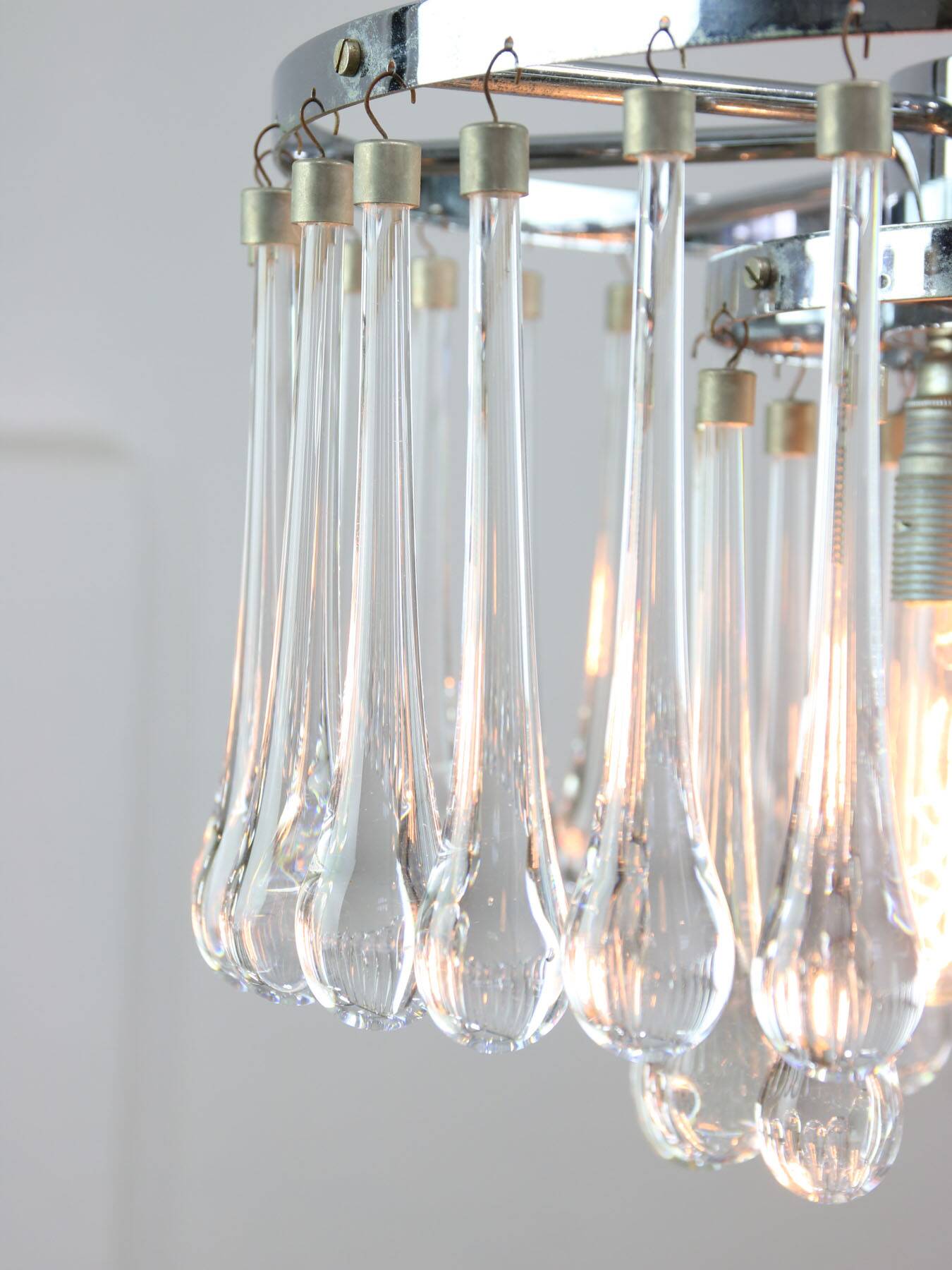 Mid-Century Italian Crystal Teardrop Chandelier, 1960s