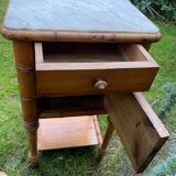 Bamboo and marble bedside table