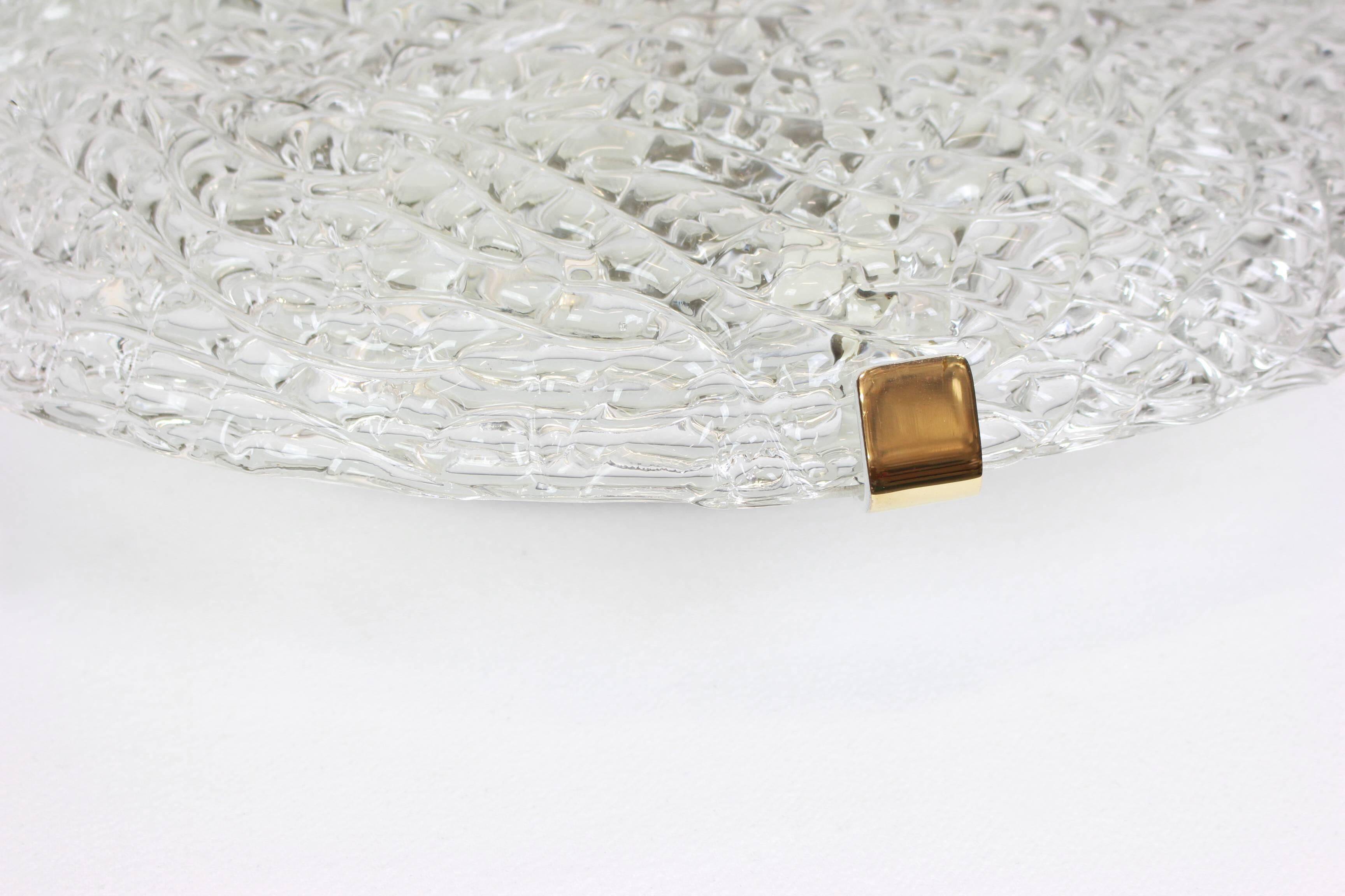 Large ice glass ceiling light by Kalmar, Austria, 1960s.