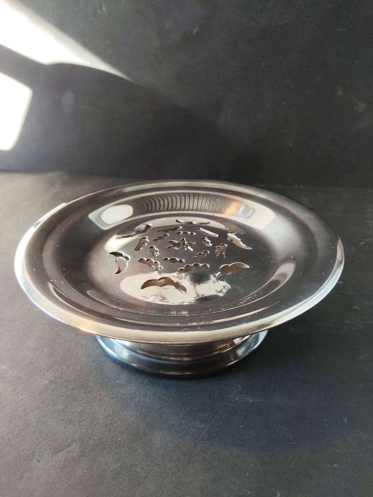Vintage French silver-plated butter press, Coquillor style.