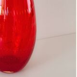 Murano - clear red vase - bullicante technique - mcm 1950s 1960s - contemporary design