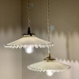 Pair of serrated opaline pendants