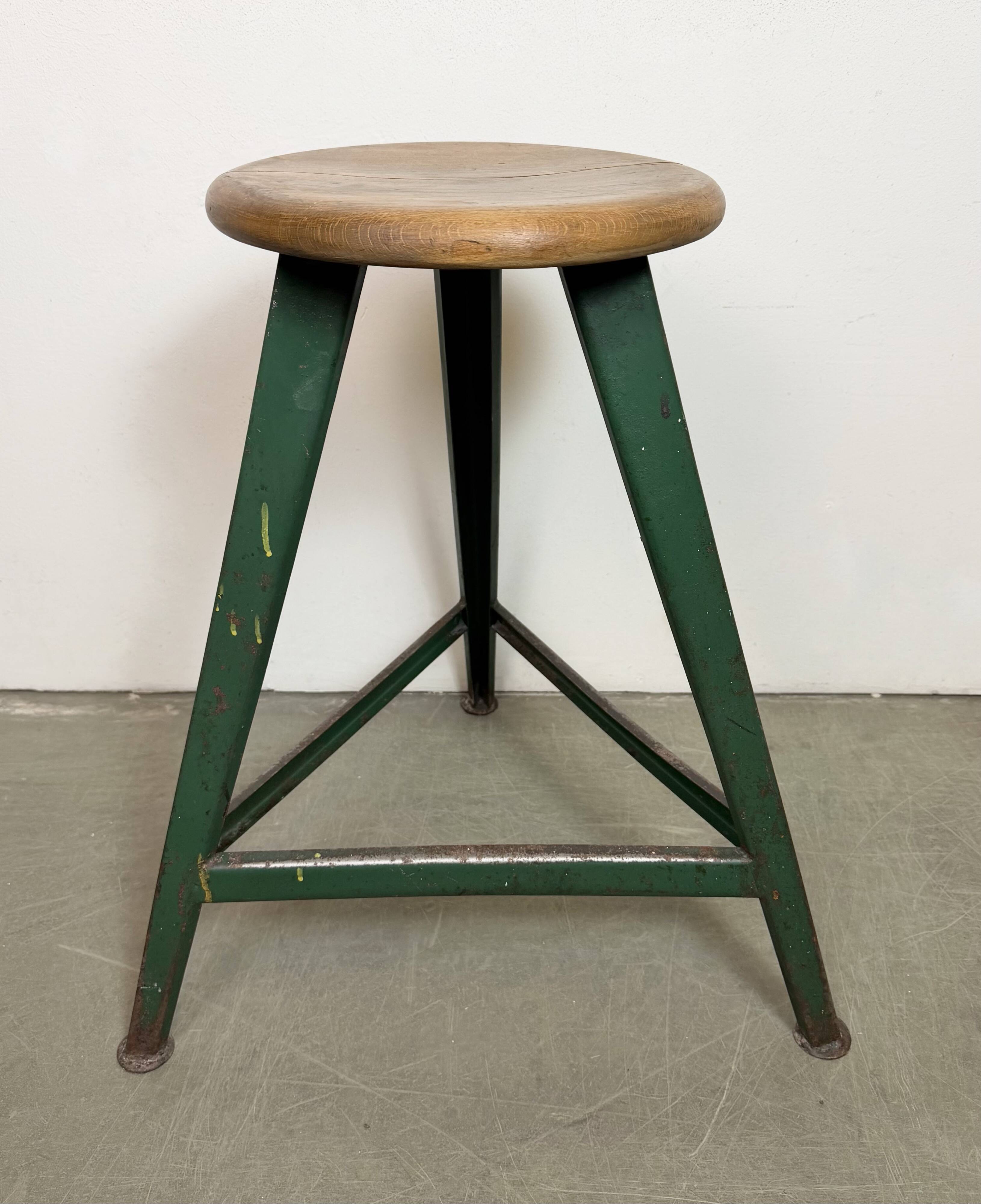 Green Industrial Workshop Stool, 1960s