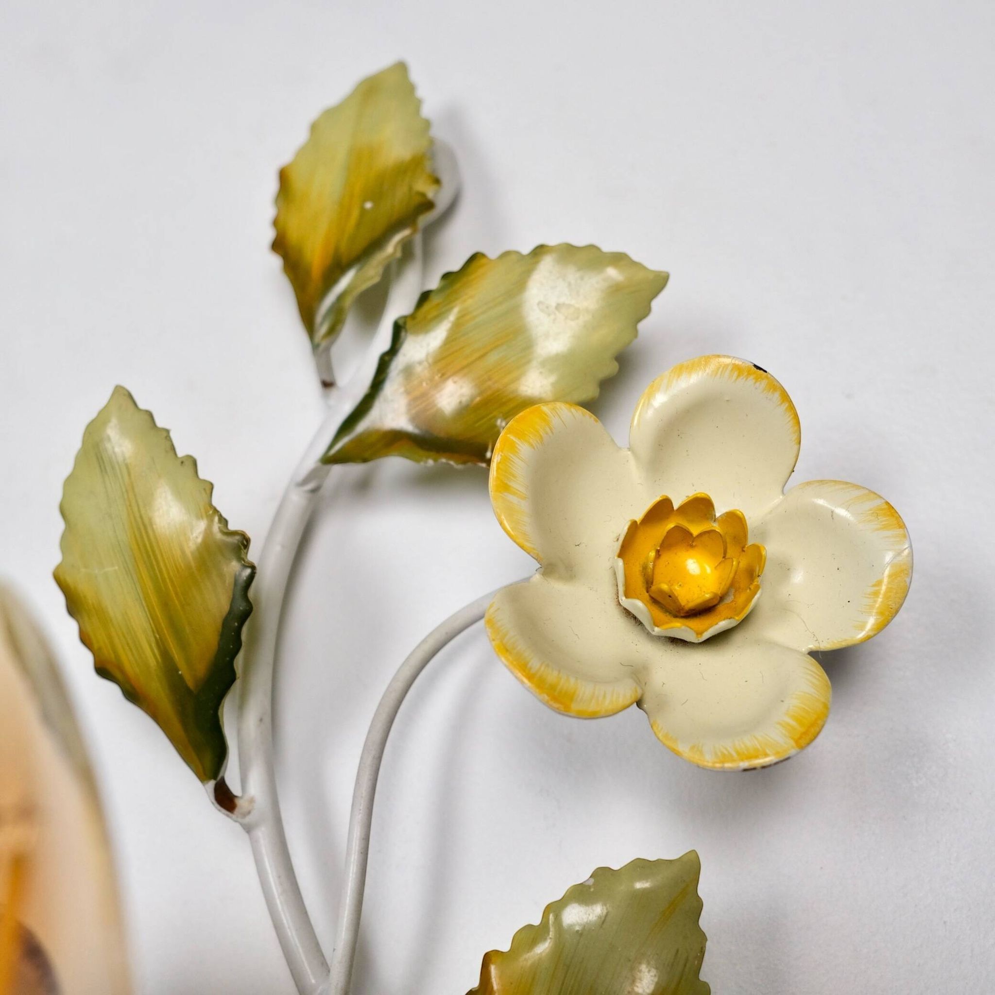 Pair of metal flower sconces, Italy, 1980s