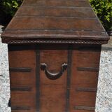 Wooden chest on wheels & wrought iron fittings - nineteenth century