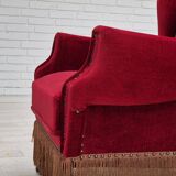 Fauteuil danois, originale, meuble en velours, pieds en bois de chêne