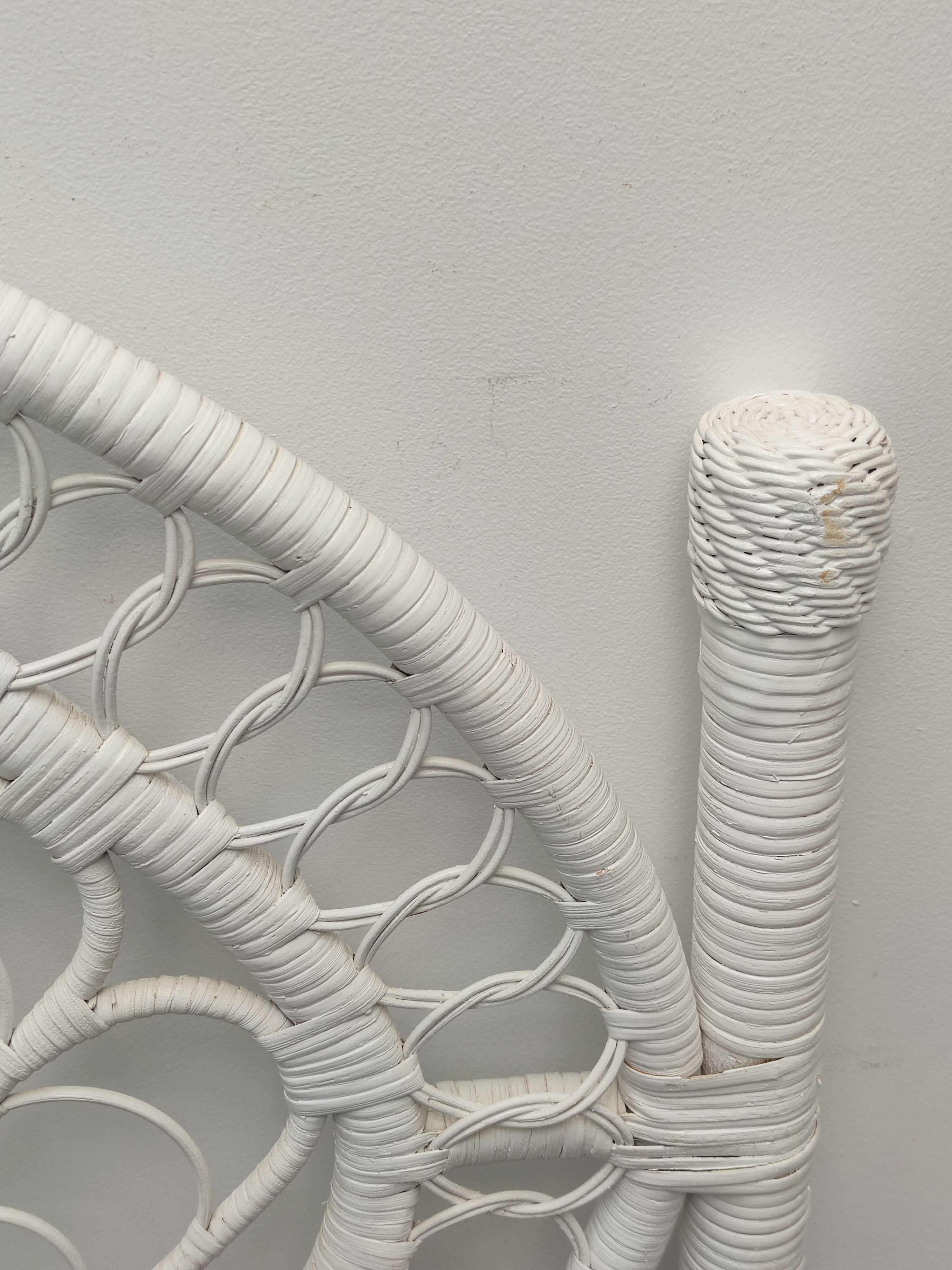 Headboard 2 places rattan peacock