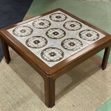 1970s teak coffee table with tiled top