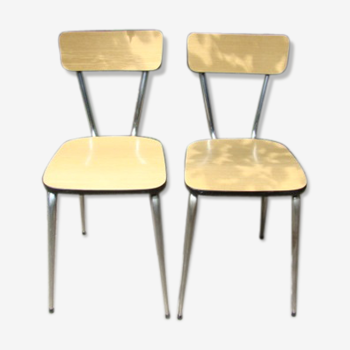 Paire de chaises formica jaune vintage 60