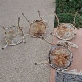 Lot de 4 chaises de jardin en fer forgé ancien