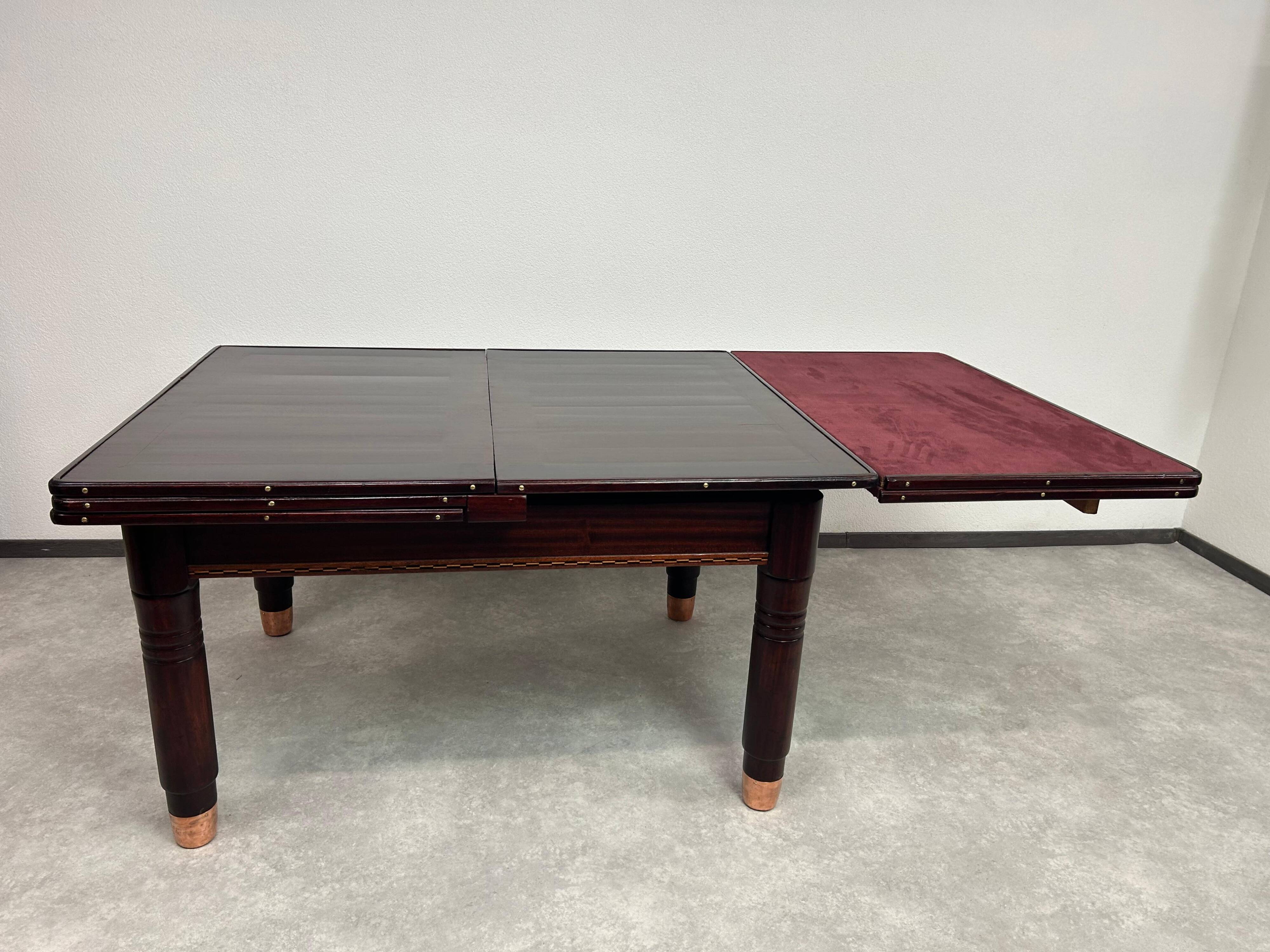 Large dining table in the Secession style by Karoly Lingel, Budapest.