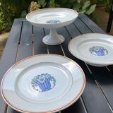 Set of 2 heel plates and one compote dish art deco, Boch La Louvière