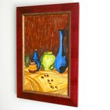 Painting, still life painting with vases, 70s