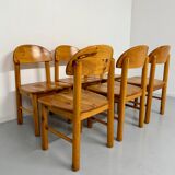 Set of 6 solid pine chairs, Scandinavian design, Reiner Daumiller