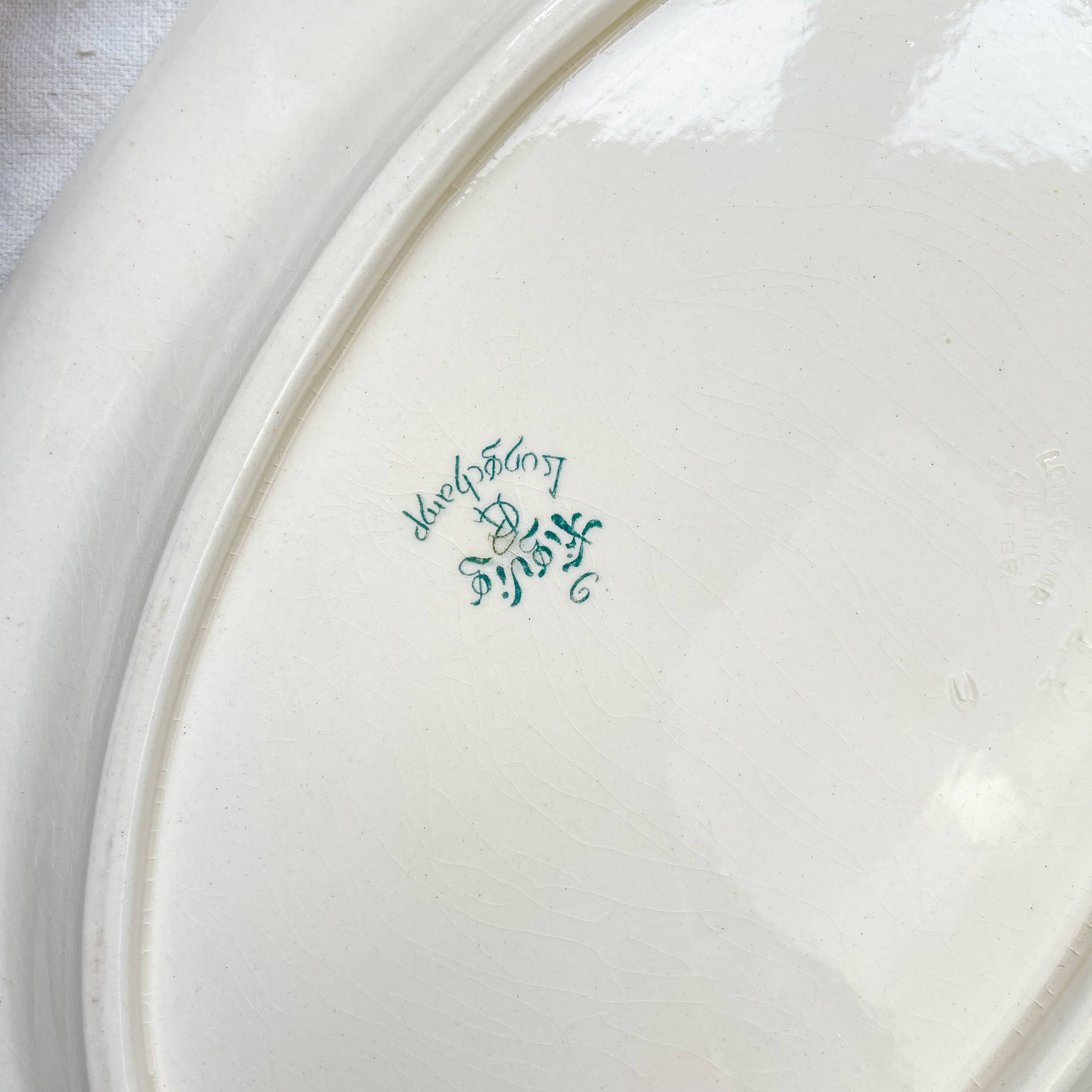 Antique oval dish from Terre de Fer "Figuig" – Longchamp 19th century