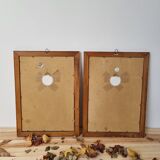 Pair of vintage frames watercolors flowers