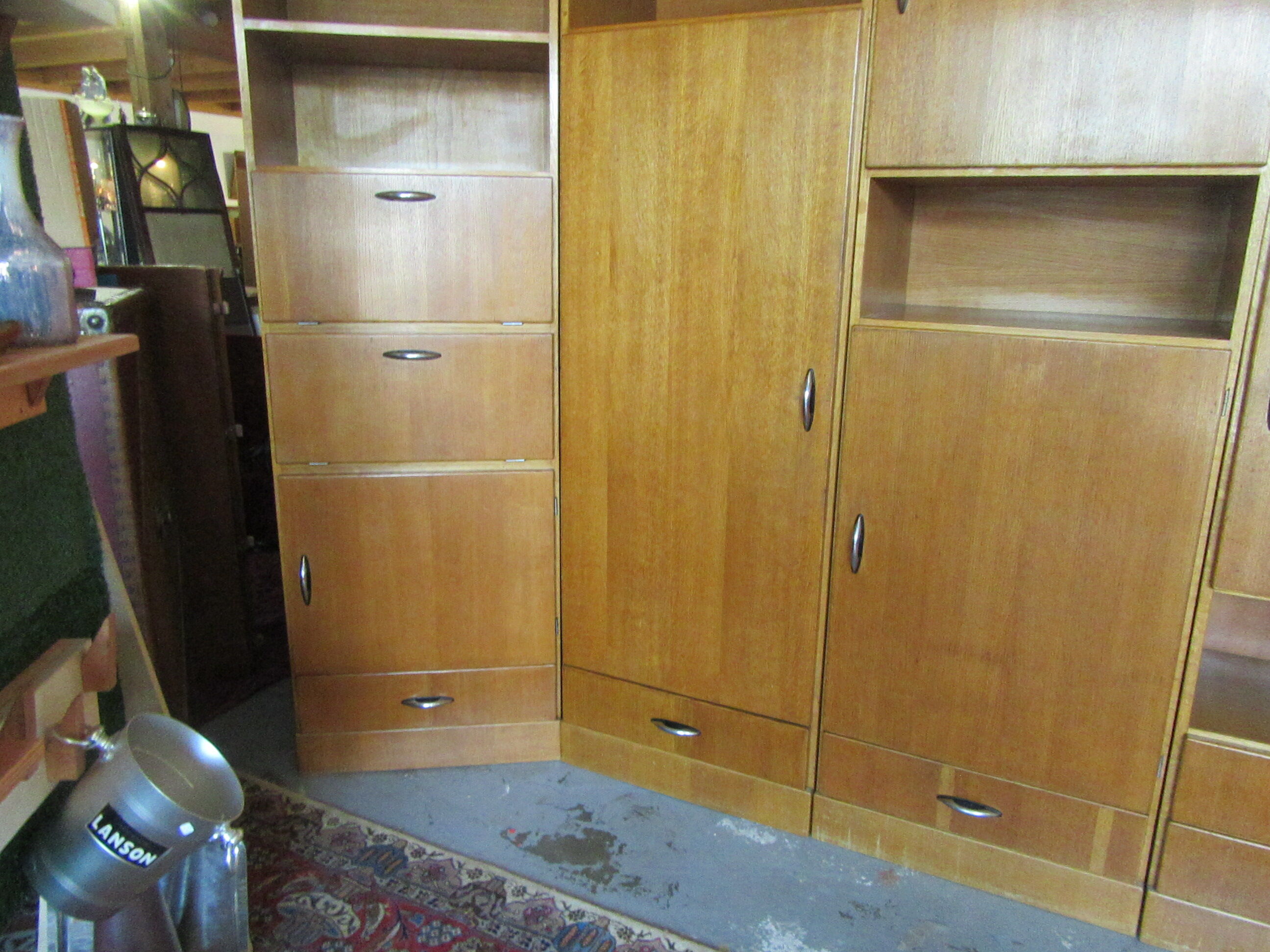 Meuble modulable de bureau ou de salon plaqué chêne des années 1960