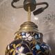 ceramic lamp in Gien style, and bronze, 54x25 with glass shade