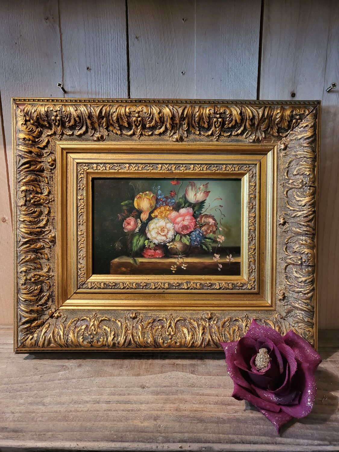 Fleurs huile sur panneau