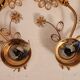 Set Hollywood Regency Wandlampe vergoldet Messing Swarovski-Kristalle Palwa