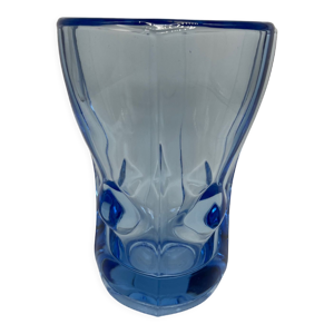 Vase en verre bleu 1950