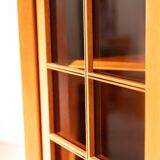 1970s Modular Corner Cabinet in Cherrywood with Glass and Carved Doors – “Fox Hunt” Design