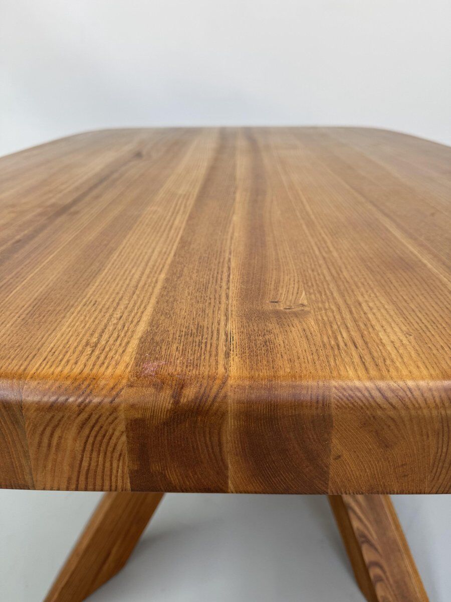 French early edition Aban T35C table in elm attributed to Pierre Chapo, 1970s
