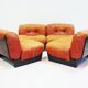 Set of four modular sun loungers by Giuseppe Munari upholstered in cognac leather.