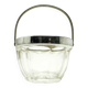 Sucrier Art Déco, verre pressé, laiton chromé, Huta Hortensja, Pologne, années 1950