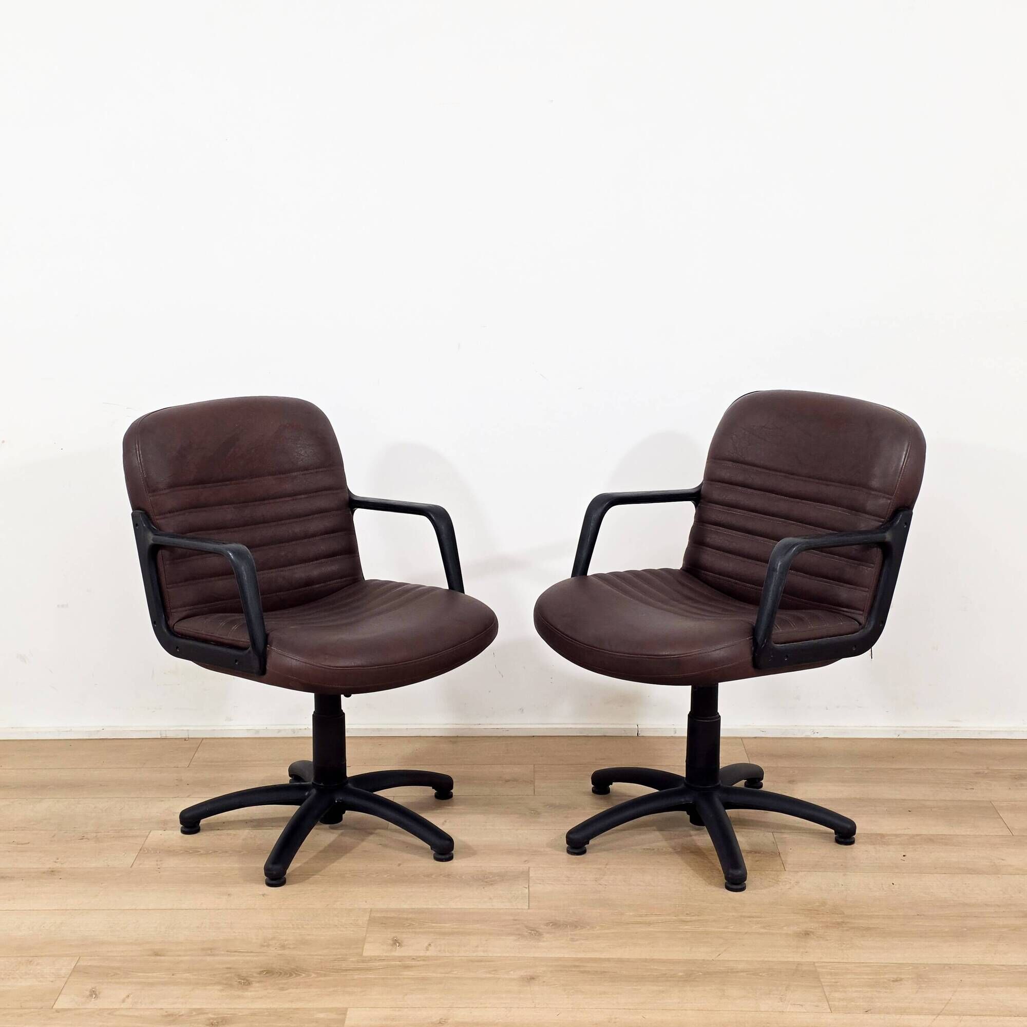 Brown swivel armchair pair by Palladium - made in Italy 1970